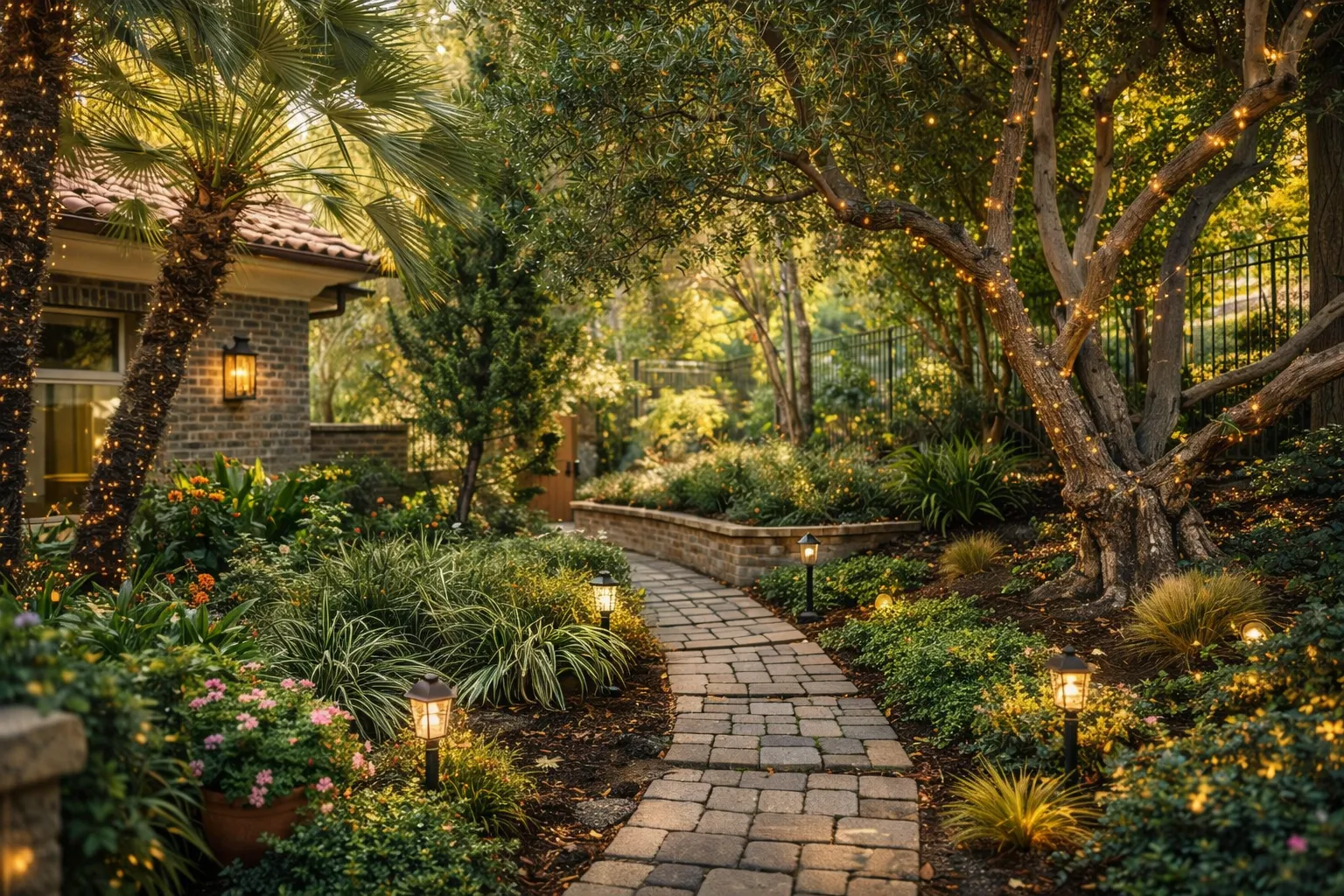 Garden pathway with native plants